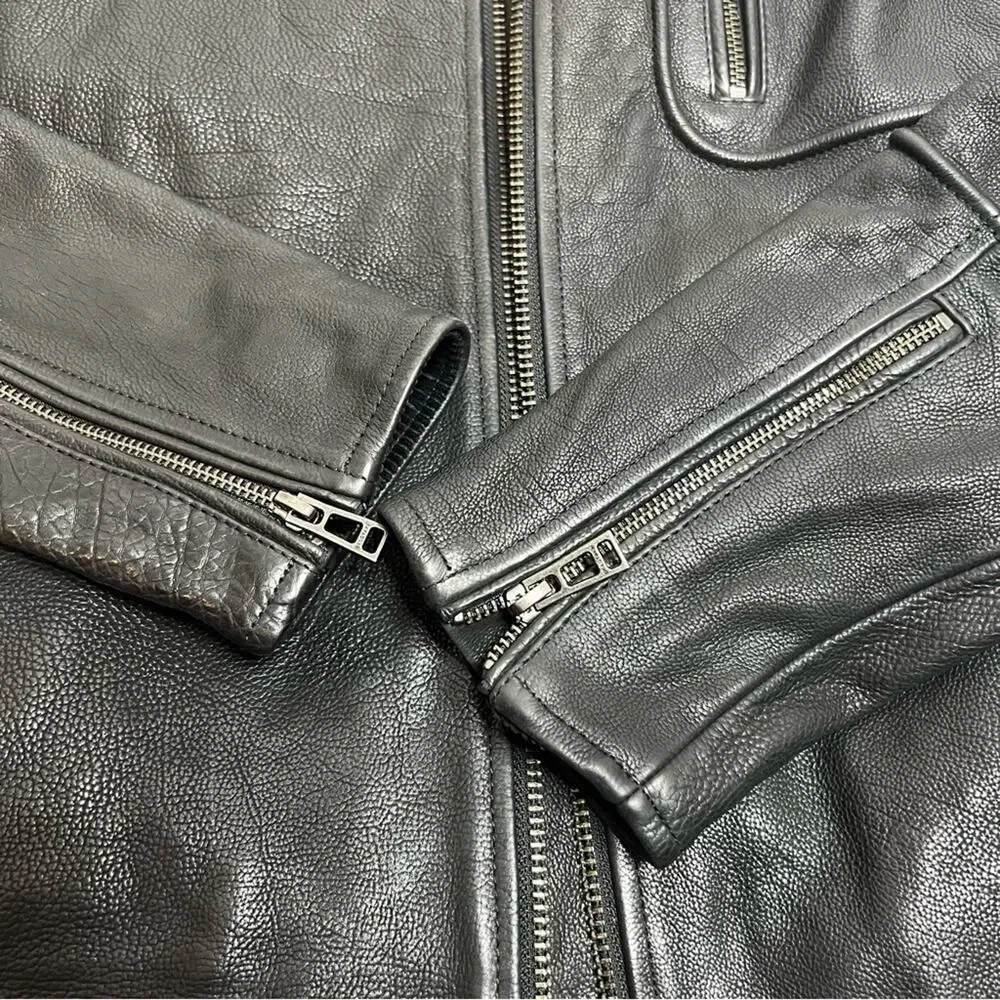 Belstaff Long Way Up Montana moto jacket Grain Leather black Sz 36